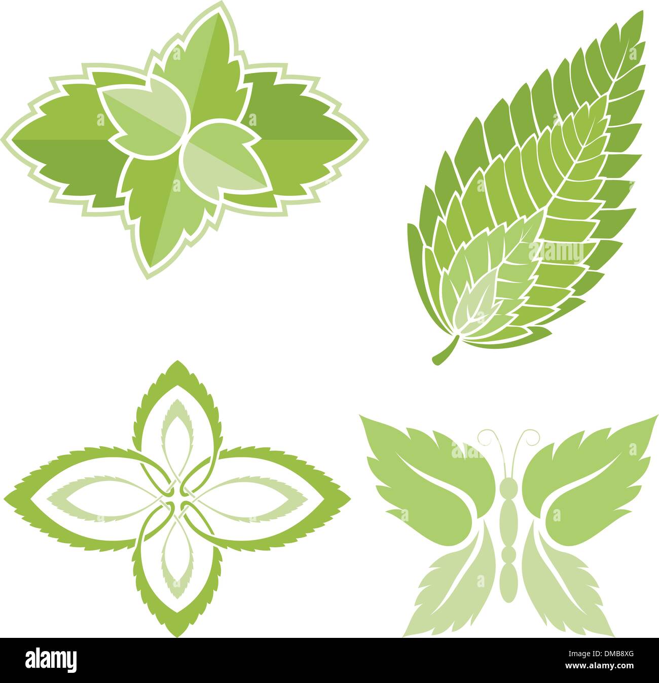 Les icônes de feuilles de menthe Illustration de Vecteur