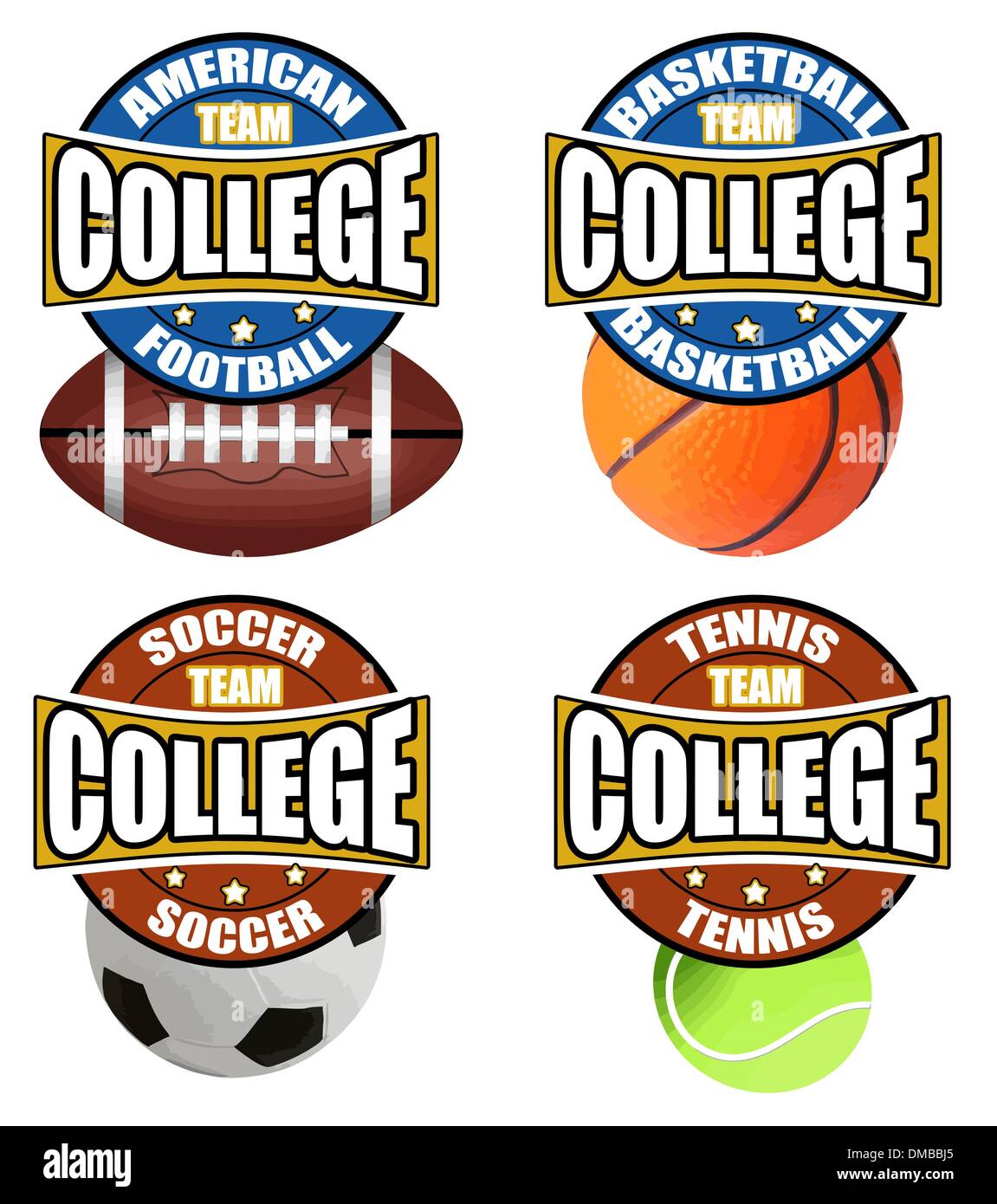 College sport's labels Illustration de Vecteur