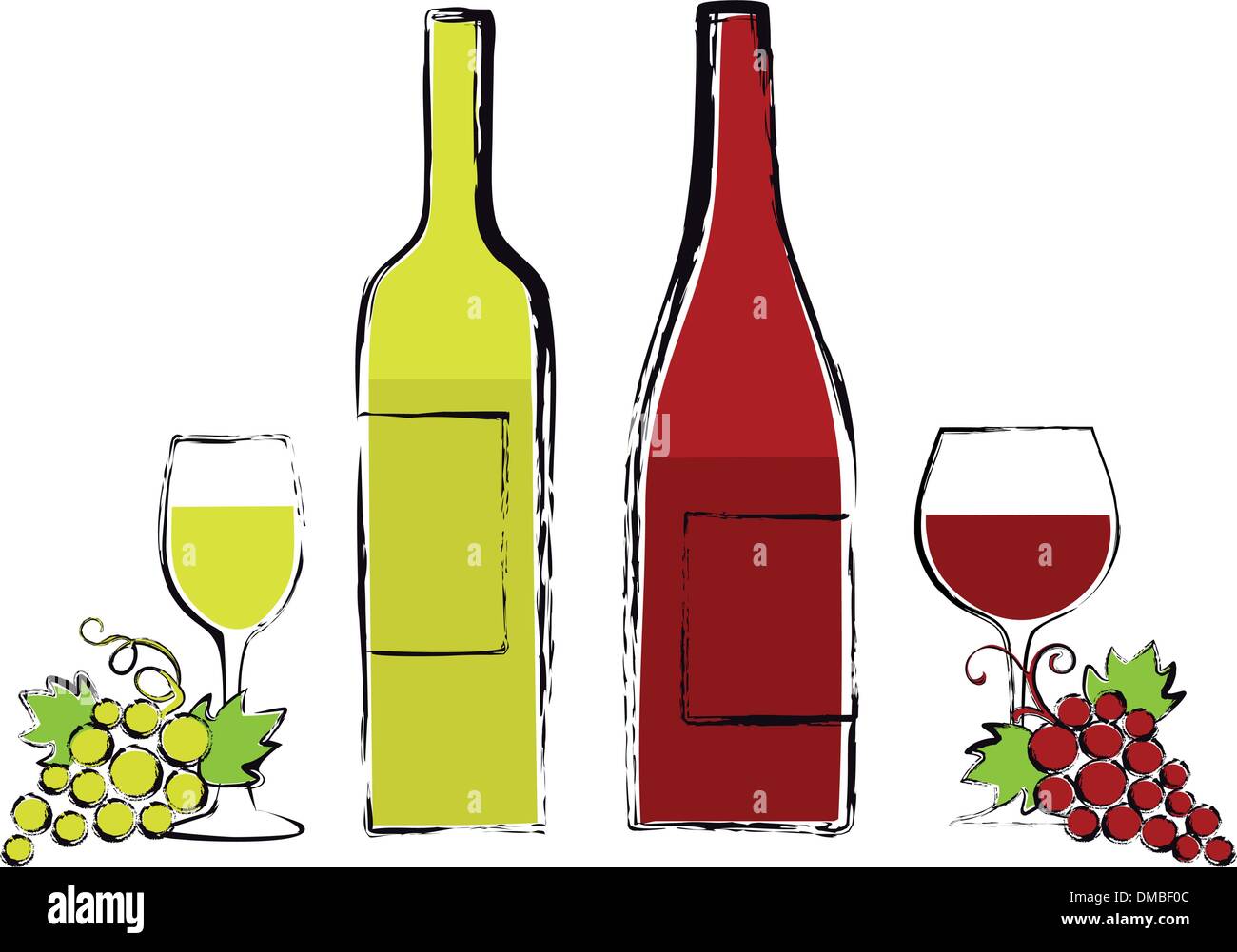 Vin rouge et blanc Illustration de Vecteur
