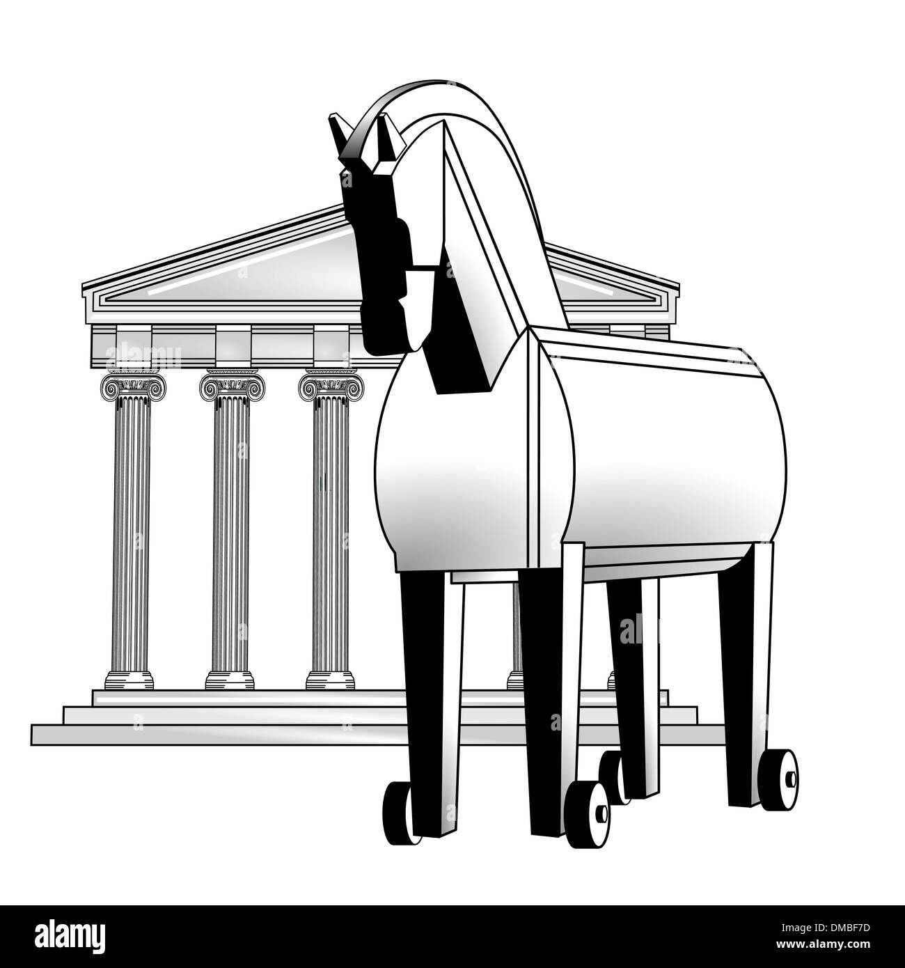 Cheval de Troie et de l'acropolis Illustration de Vecteur
