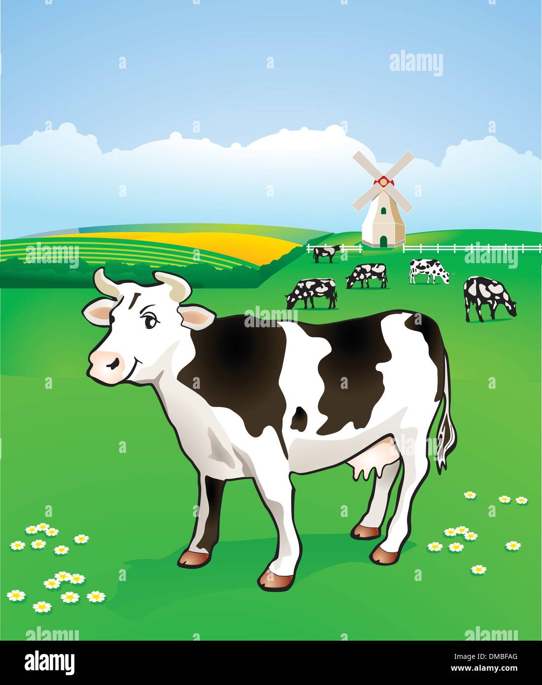 Vache dans le pré Illustration de Vecteur