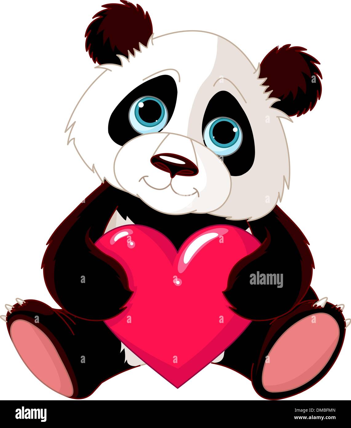 Panda mignon avec coeur Illustration de Vecteur