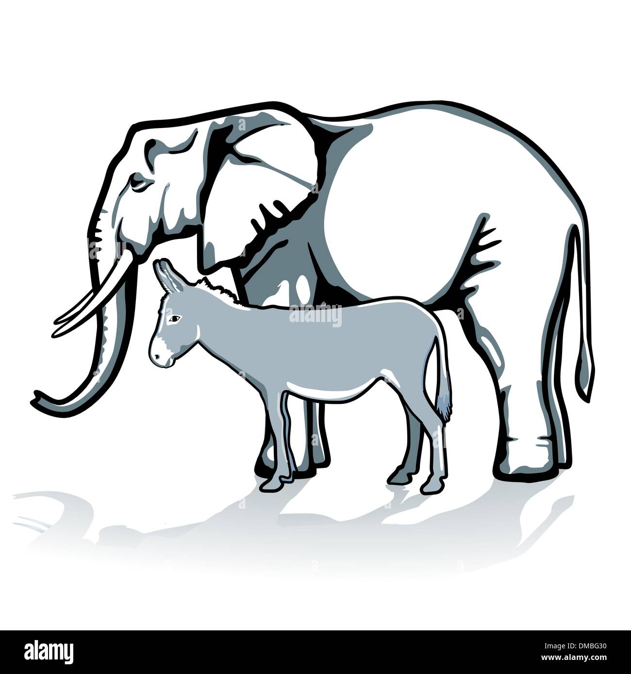 Et l'éléphant républicain et démocrate, de l'âne Illustration de Vecteur