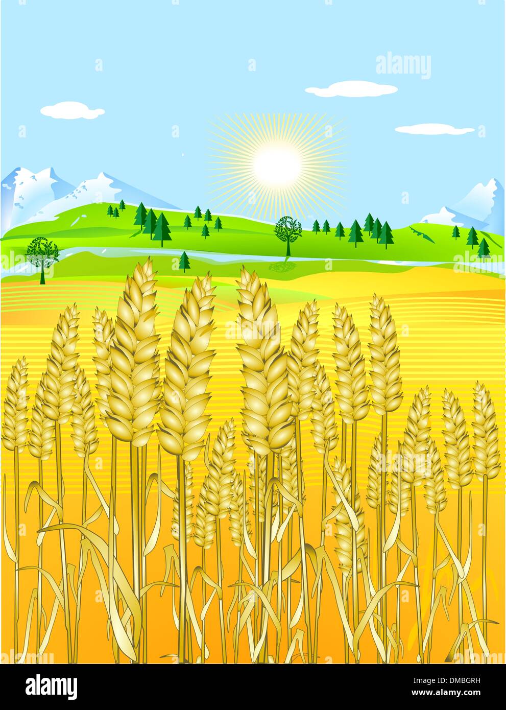 Golden grain-field Illustration de Vecteur