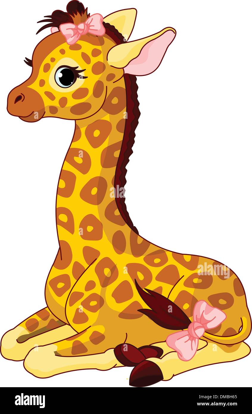 Veau girafe avec bow Illustration de Vecteur