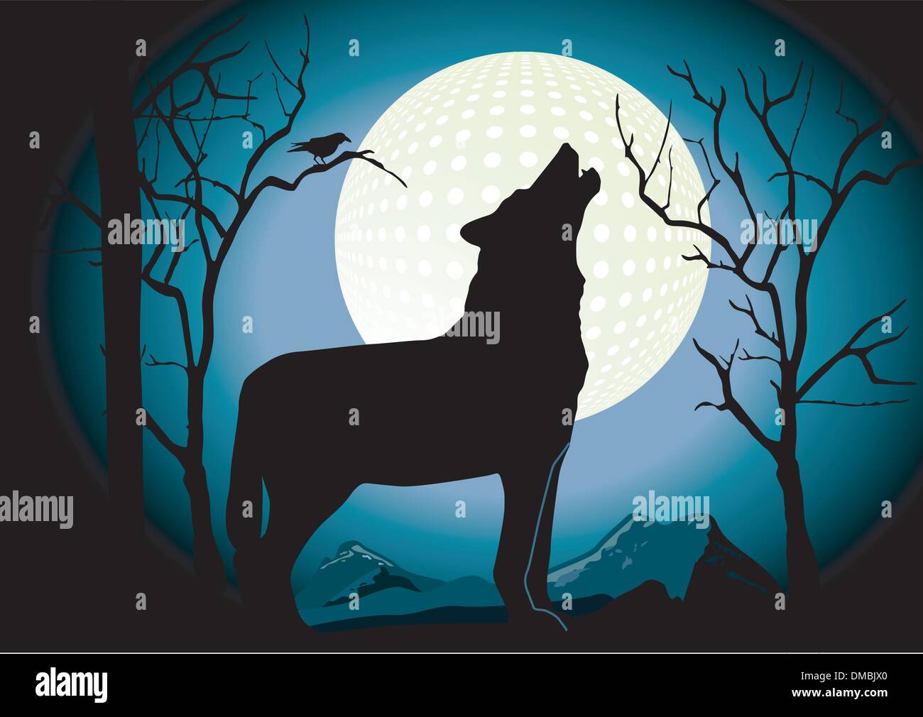 Loup dans la nuit Illustration de Vecteur