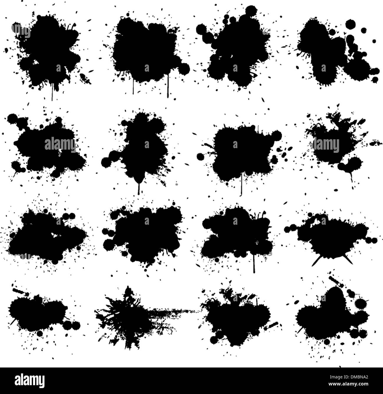 L'encre noire splat isolated on white collection Illustration de Vecteur