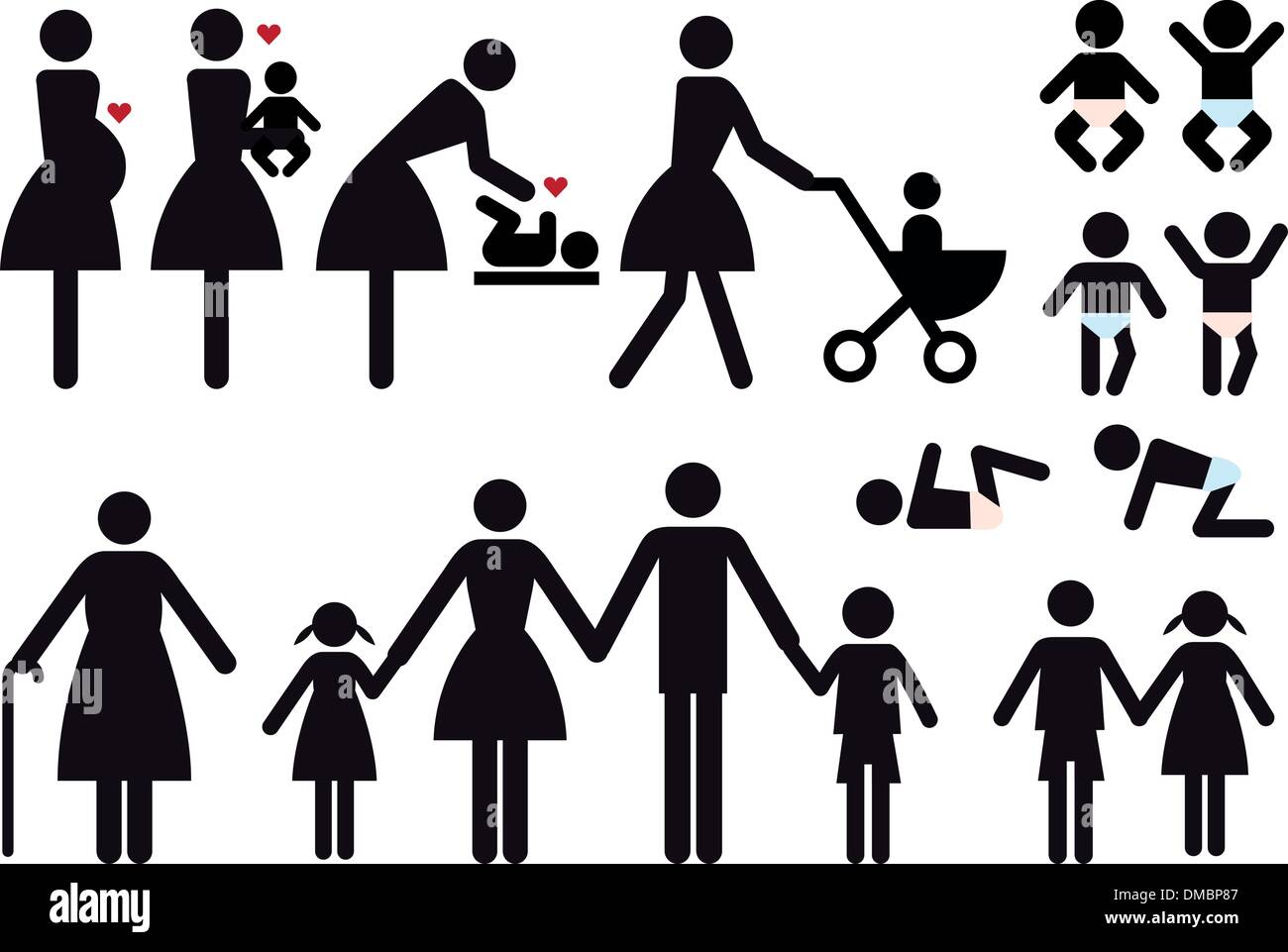 Mère et enfants, vector icon set Illustration de Vecteur