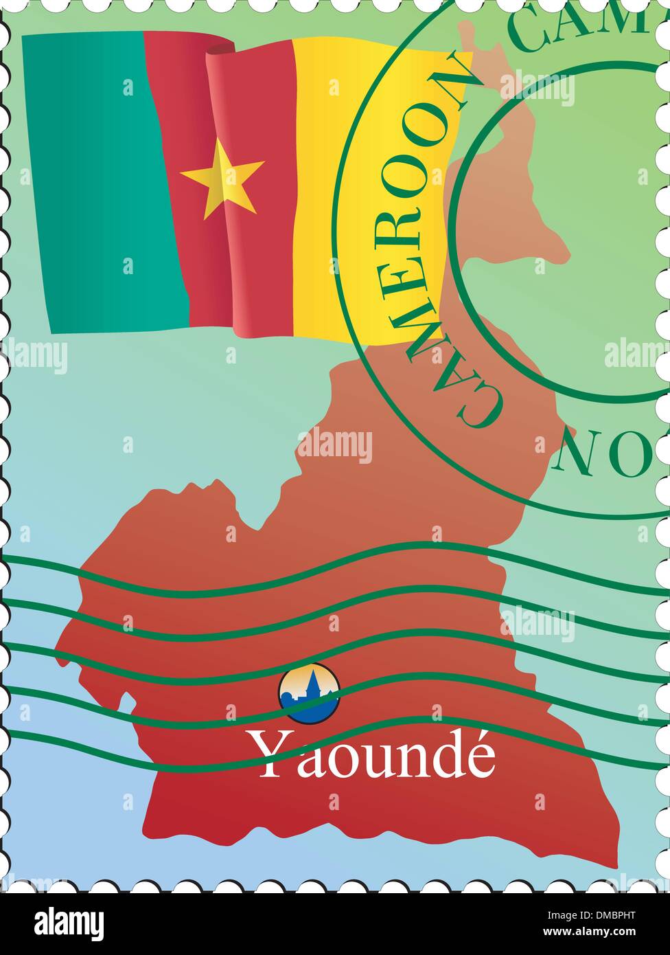 Yaounde- capitale du Cameroun. Vector stamp Illustration de Vecteur
