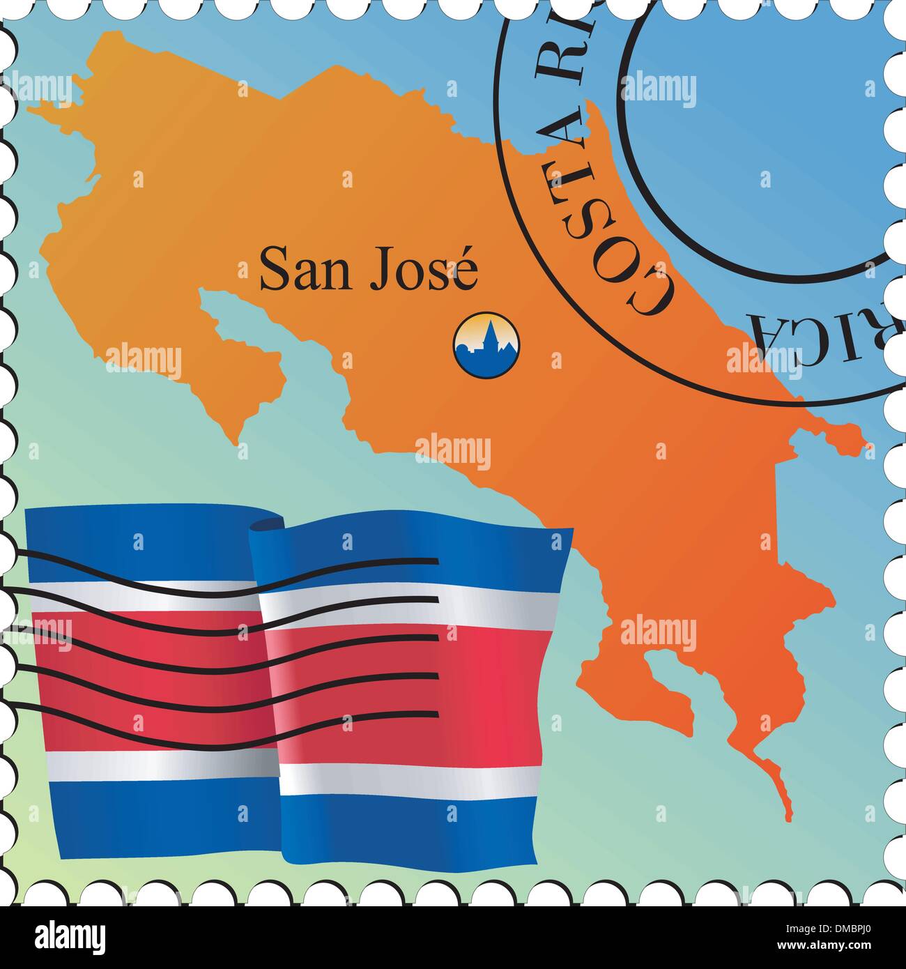 San Jose - capitale du Costa Rica. Vector stamp Illustration de Vecteur