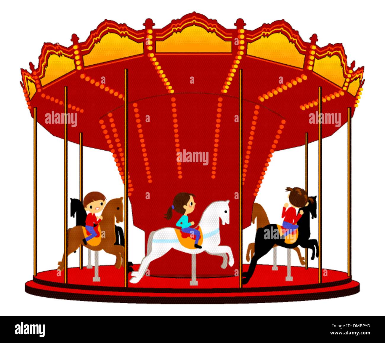Carrousel Musical Lumineux Pour Enfants - Boîte à Musique 18 Cm, 4 Chevaux, Lumières LED, Mélodie 'Castle In The Sky'