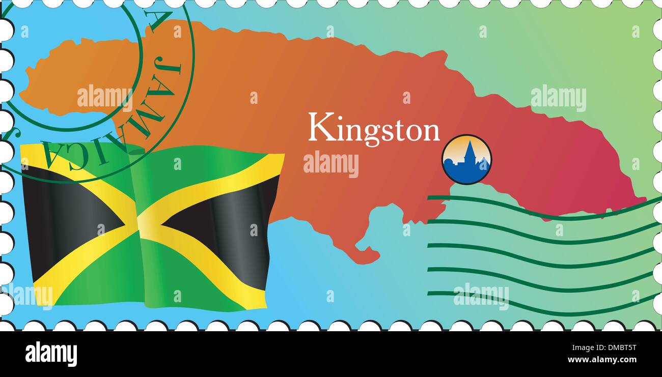 Kingston - capitale de la Jamaïque. Vector stamp Illustration de Vecteur