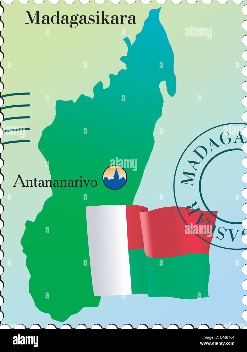 Antananarivo - capitale de Madagascar. Vector stamp Illustration de Vecteur