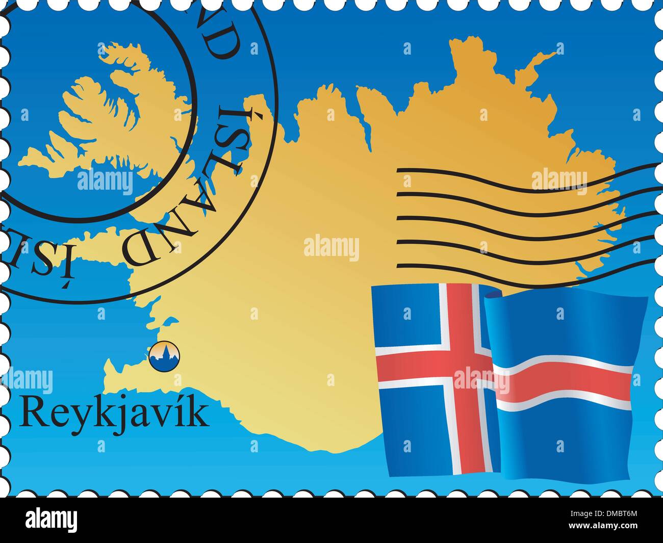 Reykjavik - capitale de l'Islande. Vector stamp Illustration de Vecteur