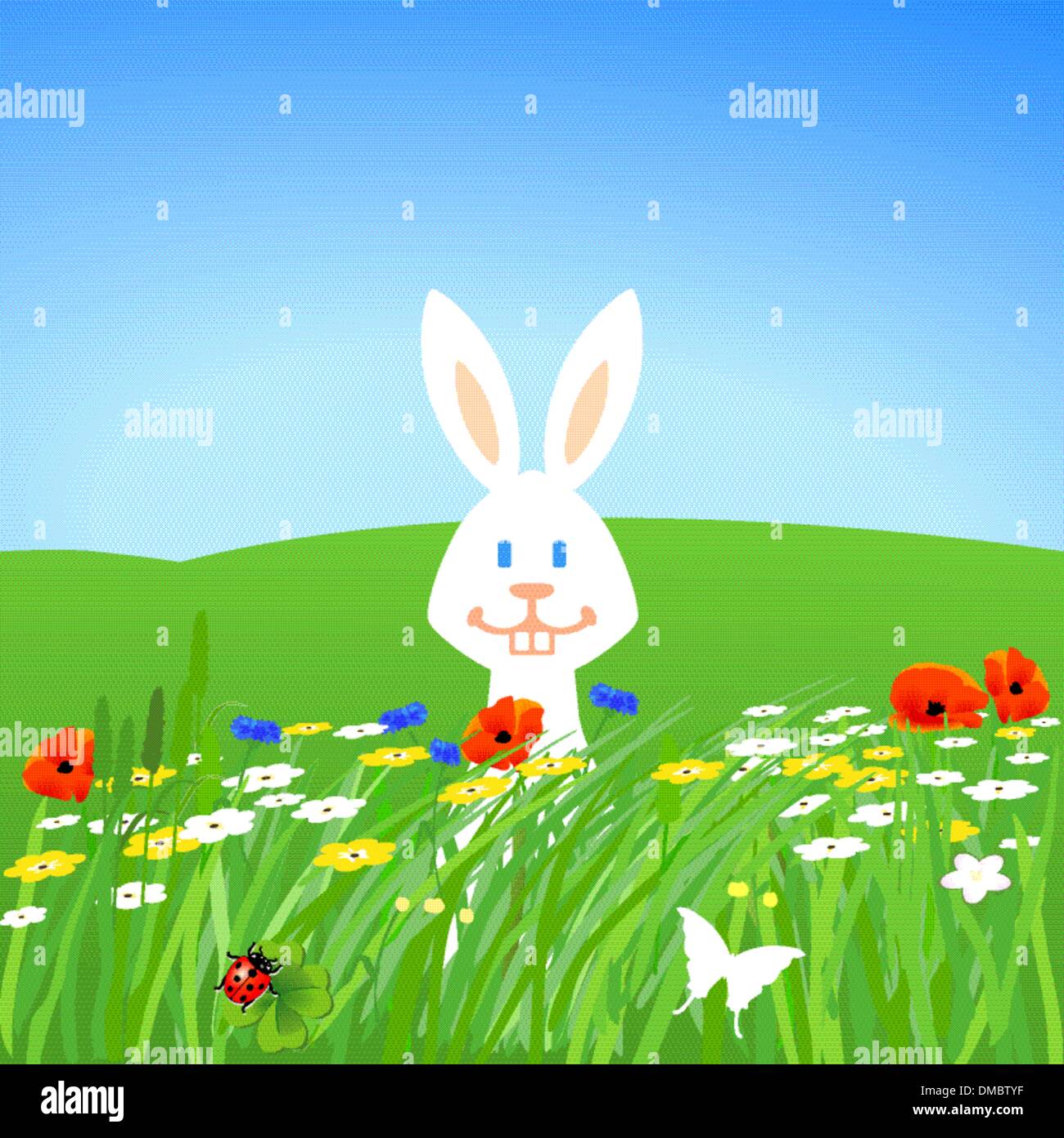 Lapin sur le pré Illustration de Vecteur