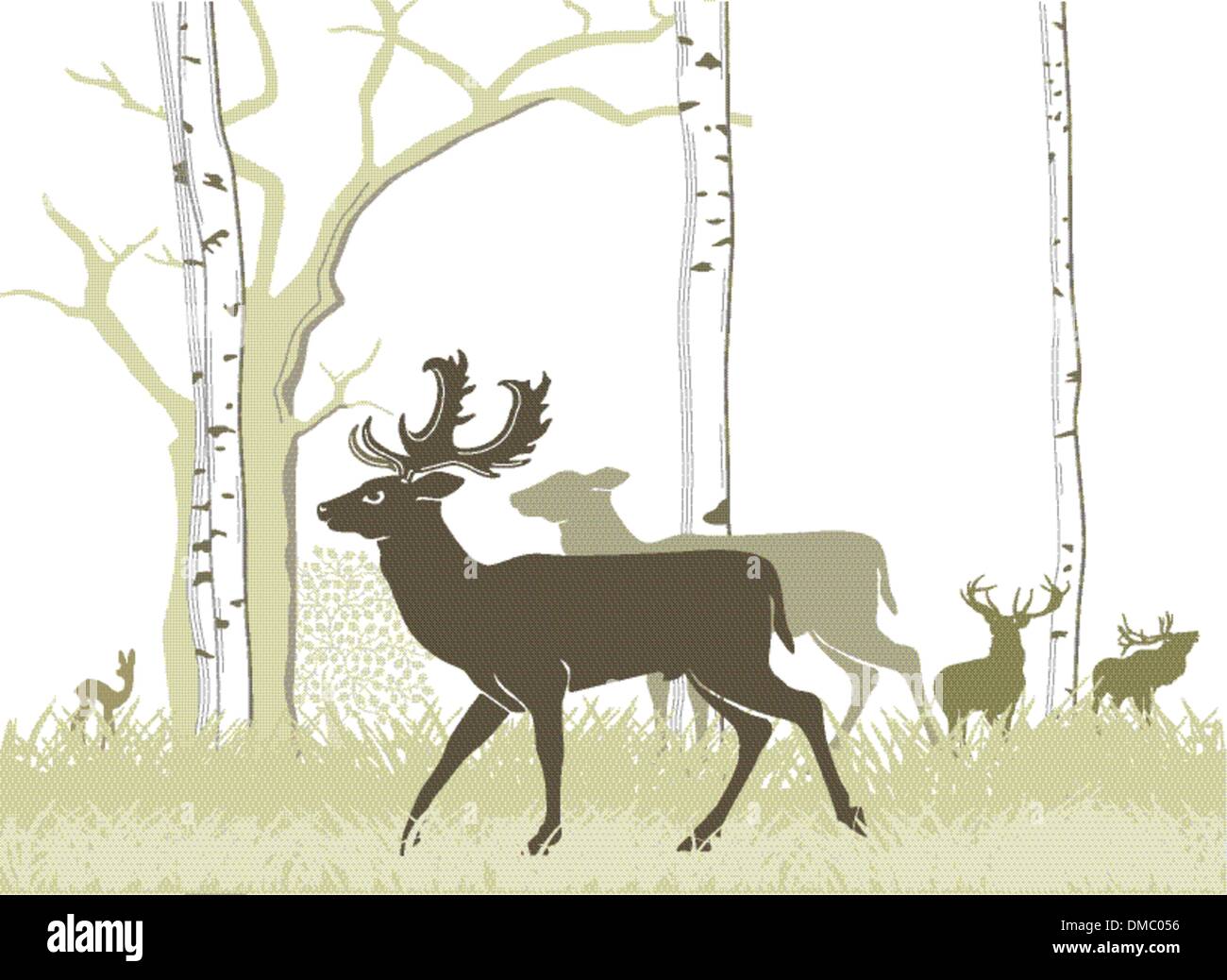 Daims et red deer Illustration de Vecteur