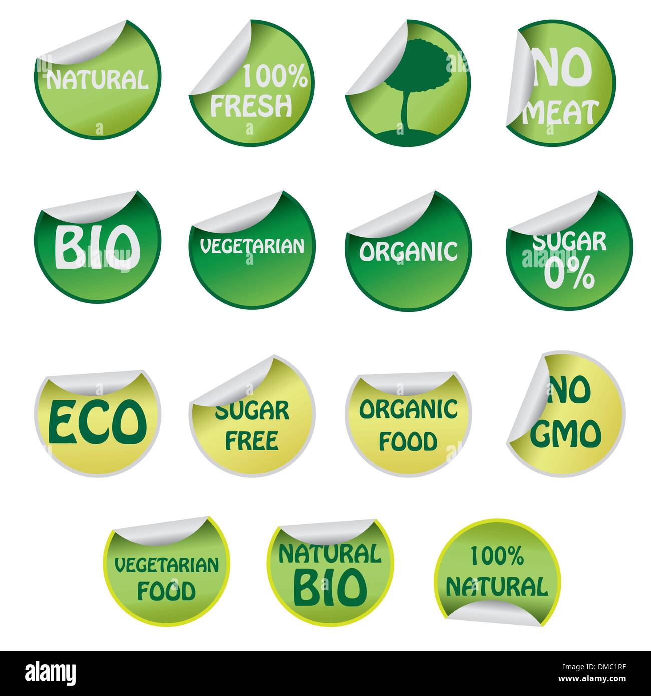 Ensemble d'icônes avec un texte sur les produits naturels. Illustration de Vecteur