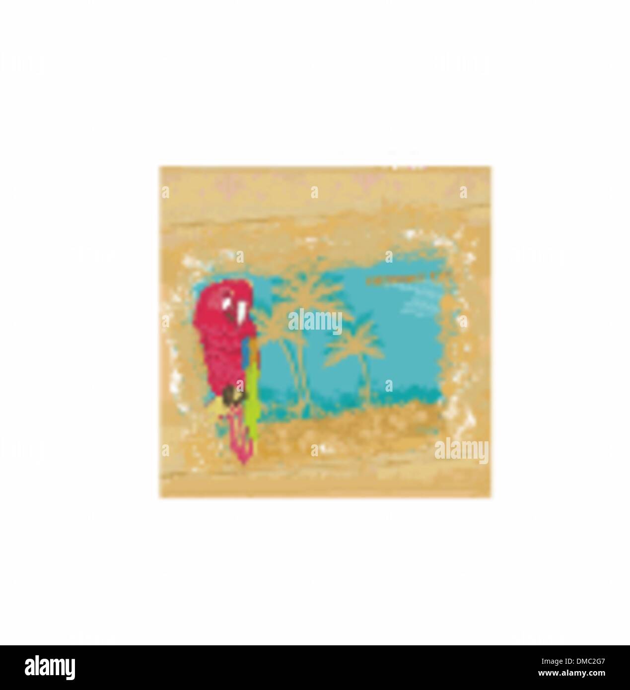 Perroquet coloré oiseau posé sur la perche Illustration de Vecteur