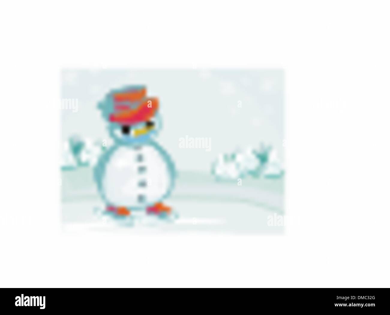 Vector illustration - bonhomme de neige sur une patinoire Illustration de Vecteur