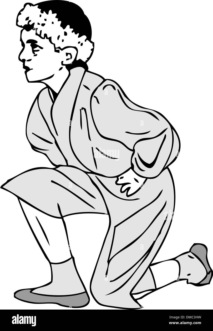 Le garçon dans le Garland sur ses genoux Illustration de Vecteur