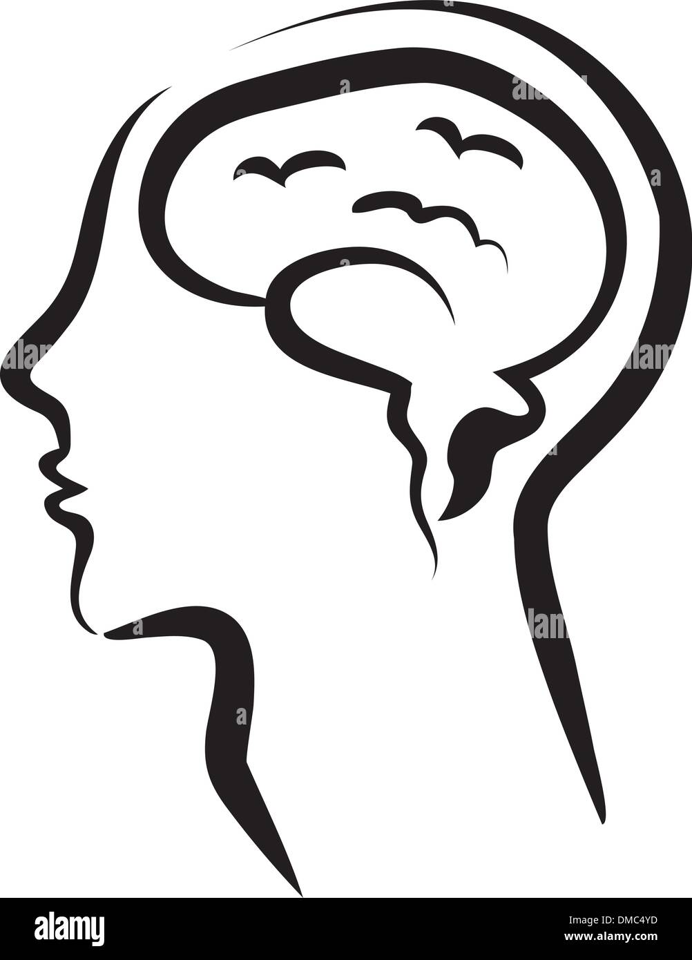 Cerveau humain dans une silhouette head Illustration de Vecteur