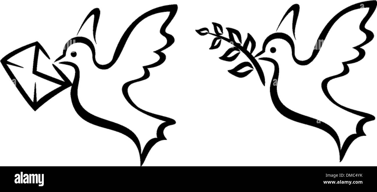 Colombe, pigeon ensemble de symboles vectoriels Illustration de Vecteur