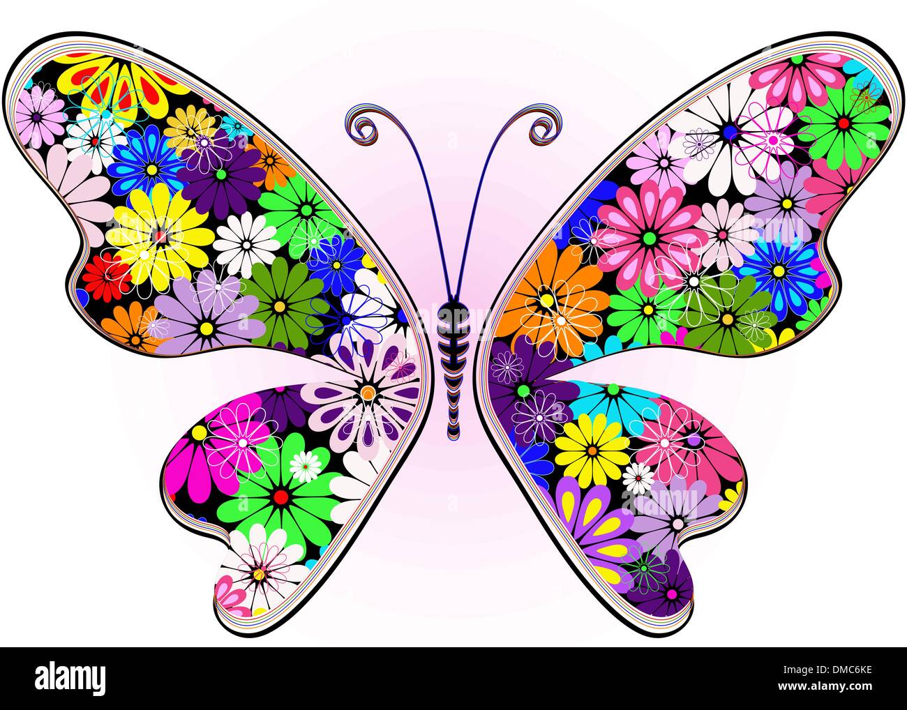 Papillon floral fantaisie vives Illustration de Vecteur