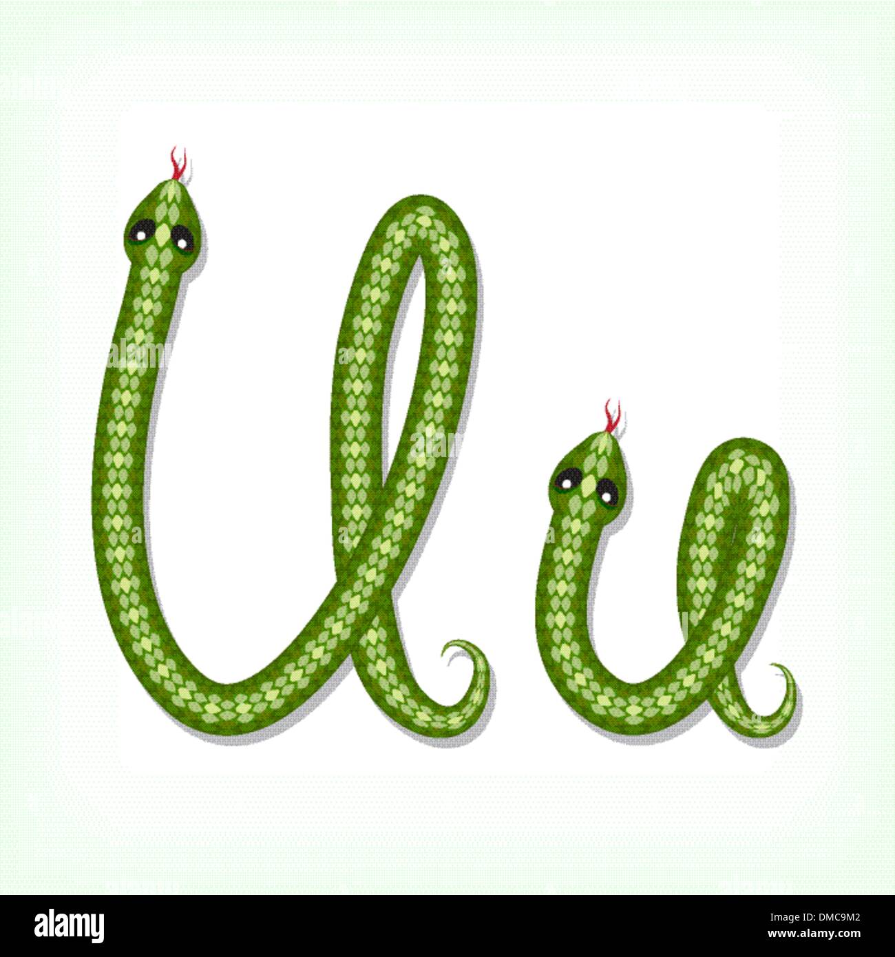 Police de serpent. Lettre U Illustration de Vecteur