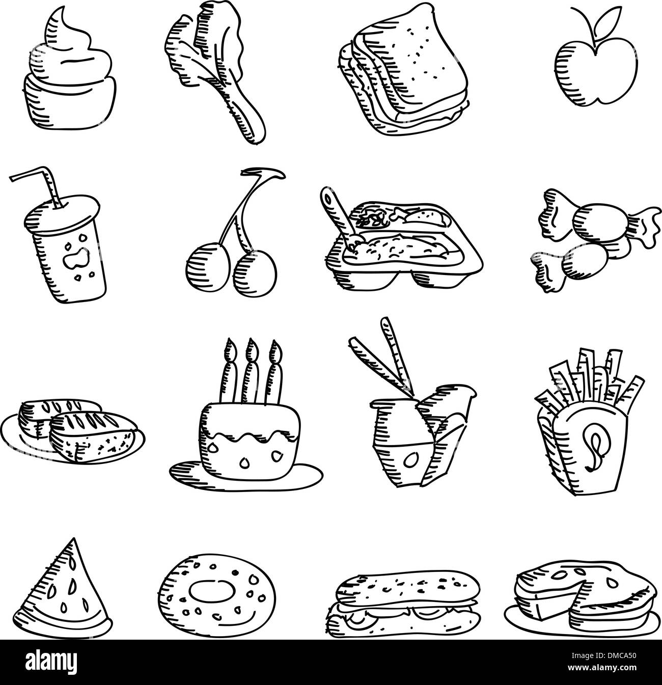 Cartoon doodles icônes alimentaire Illustration de Vecteur