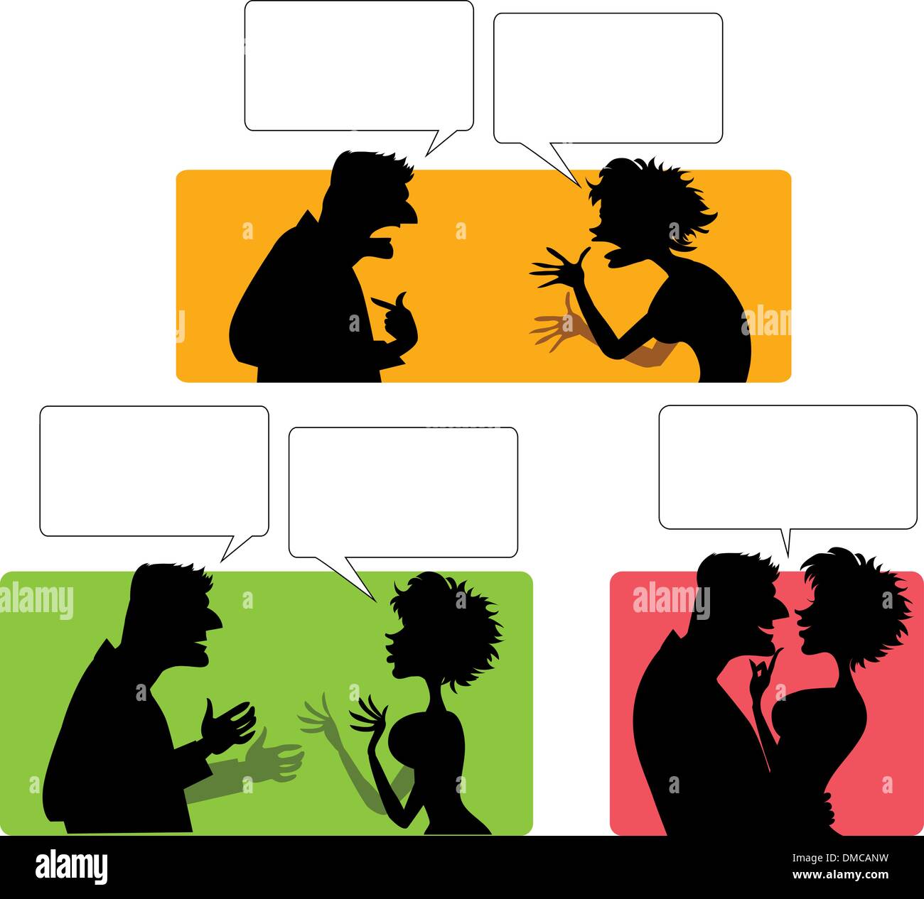 Silhouette de couple émotionnel Illustration de Vecteur