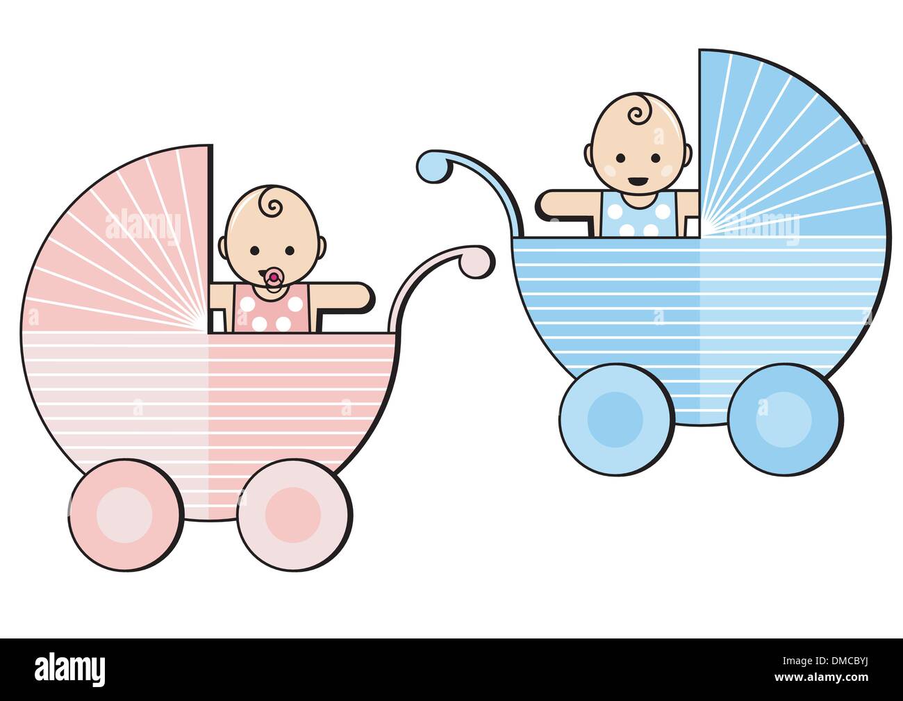Deux bébés dans des poussettes Illustration de Vecteur