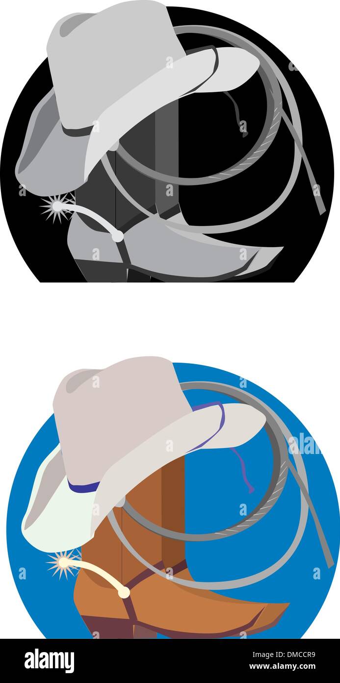 Image de bottes et chapeau de cow-boy Illustration de Vecteur