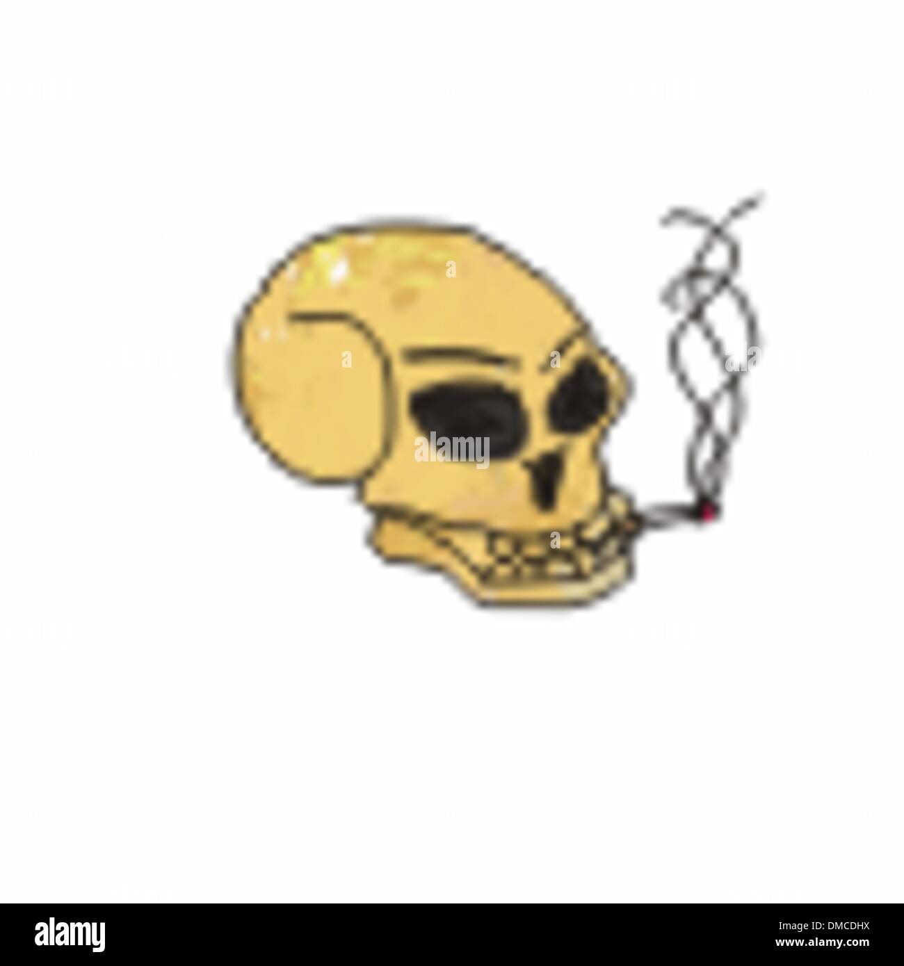Grunge skull fumer une cigarette Illustration de Vecteur