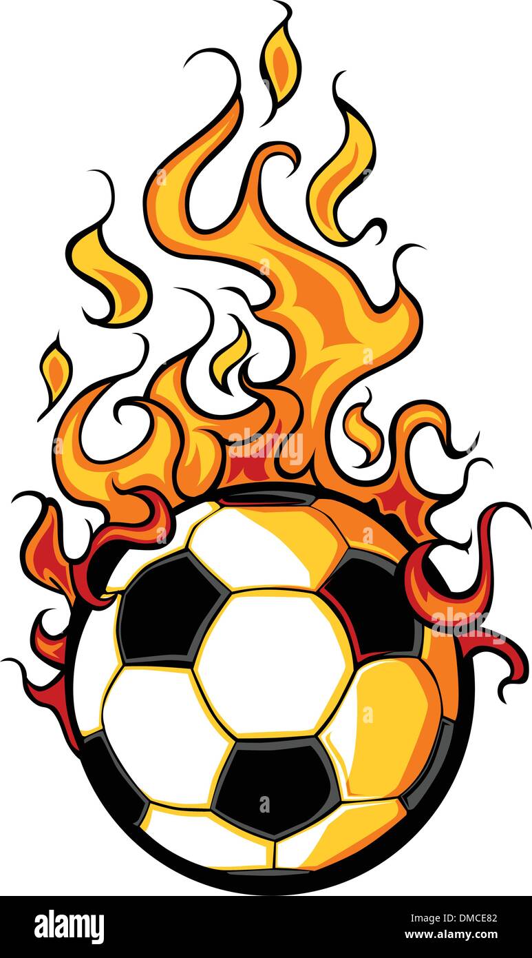 Flaming Soccer Ball Vector Cartoon Illustration de Vecteur