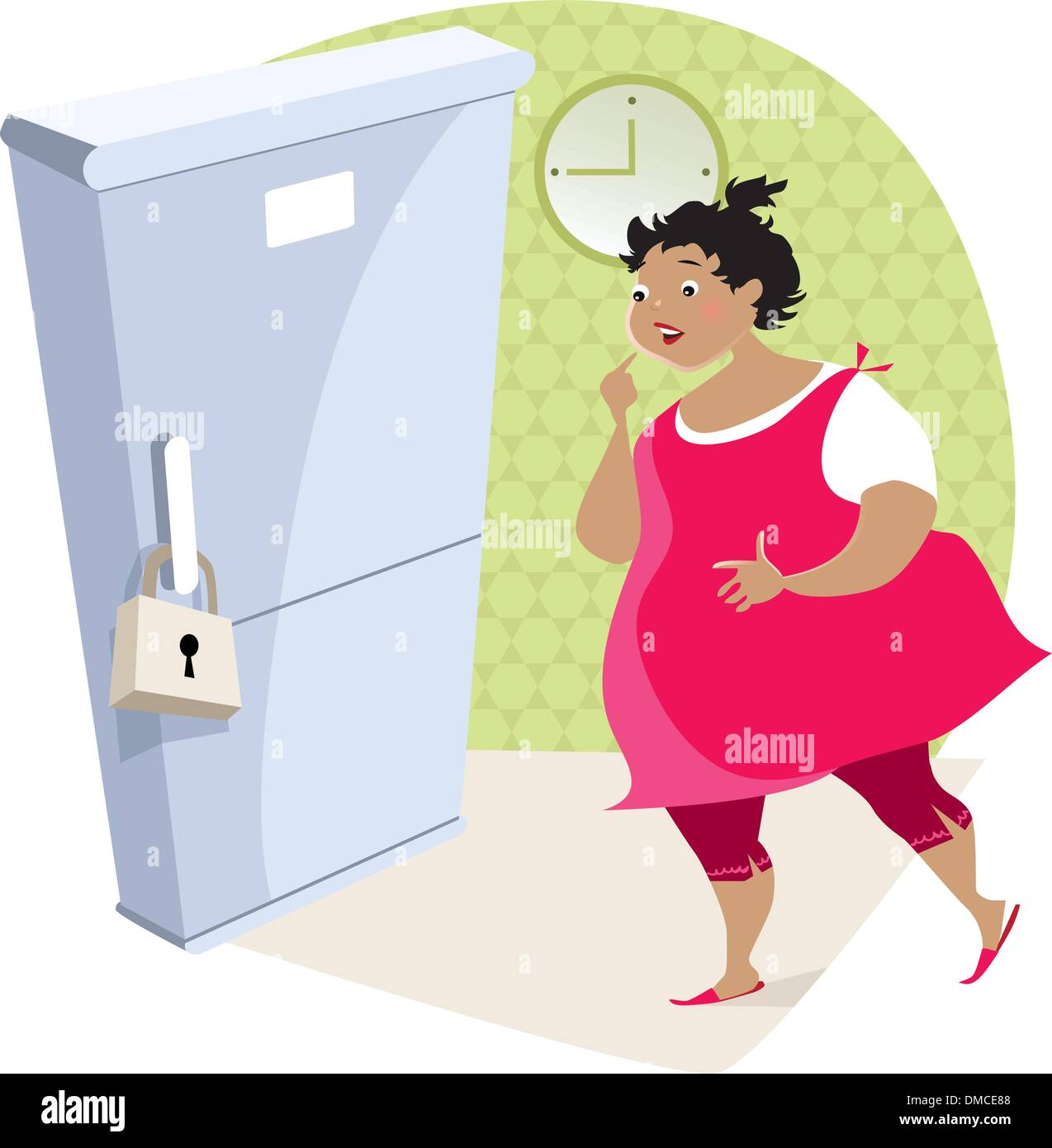 Suivre un régime et d'un réfrigérateur dame Illustration de Vecteur