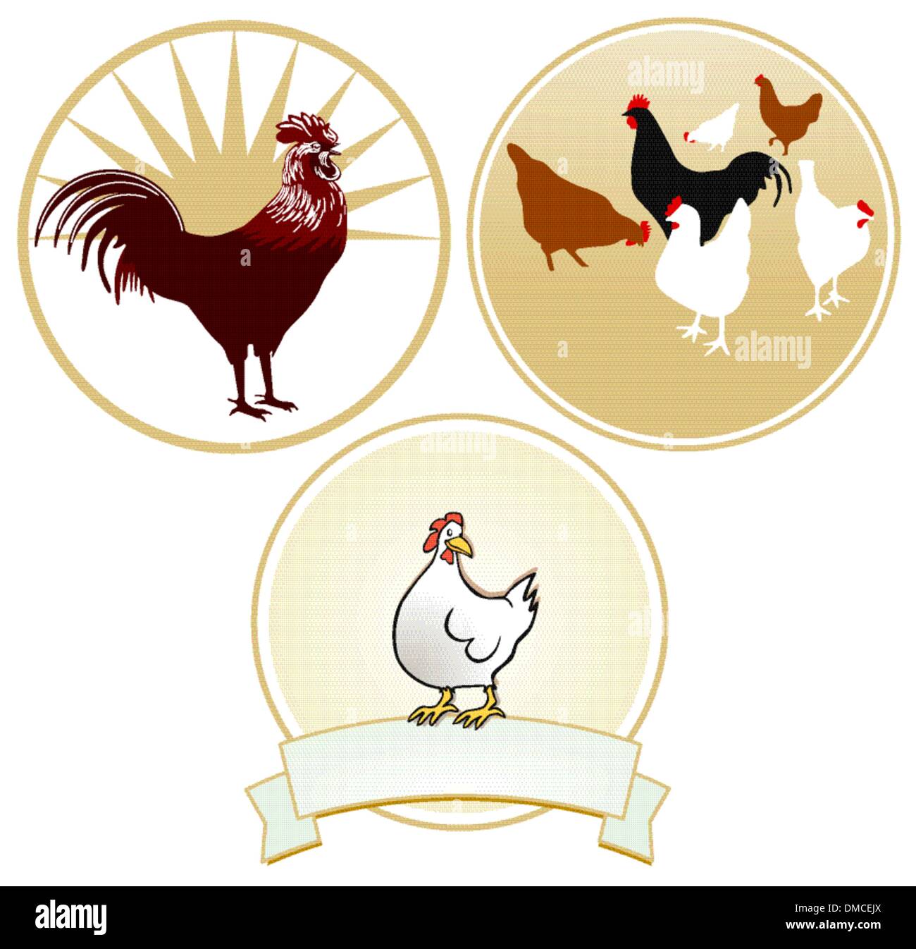 Le poulet et le coq sign Illustration de Vecteur