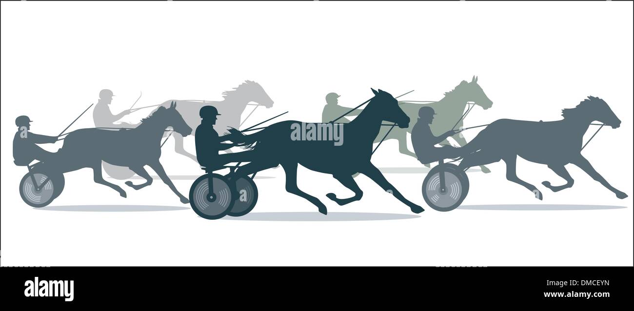 Les courses de chevaux au trot Illustration de Vecteur