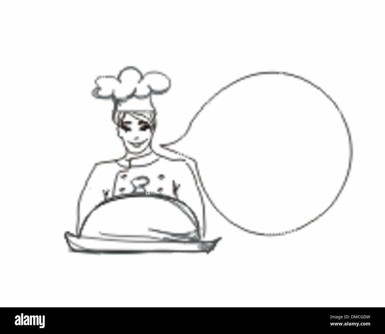 Cook doodle sur fond blanc Illustration de Vecteur