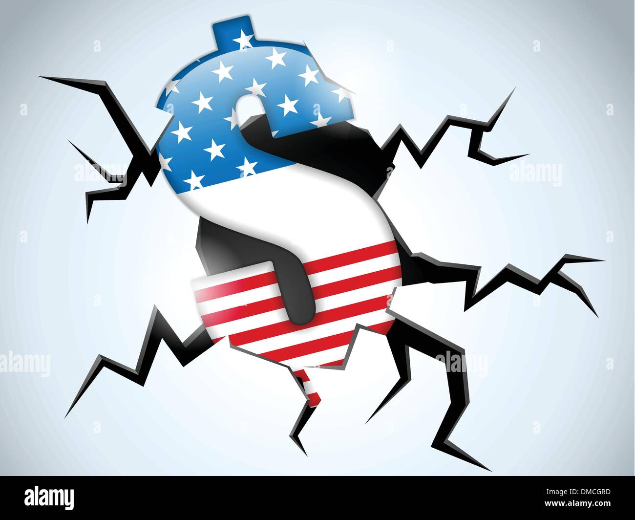 Crise de l'argent Dollar United States of America Flag crique sur le F Illustration de Vecteur