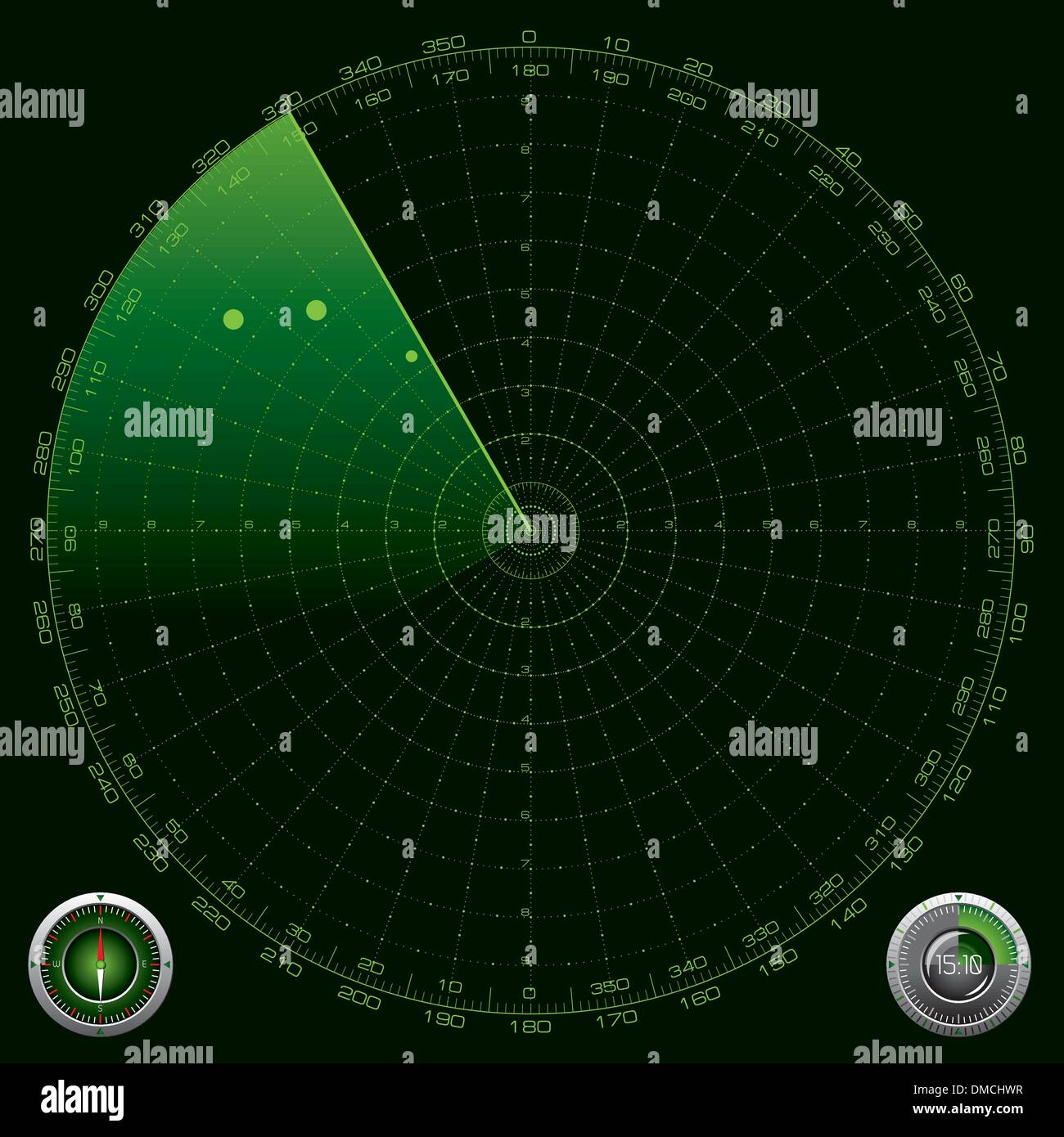Illustration détaillée d'un écran Radar Illustration de Vecteur