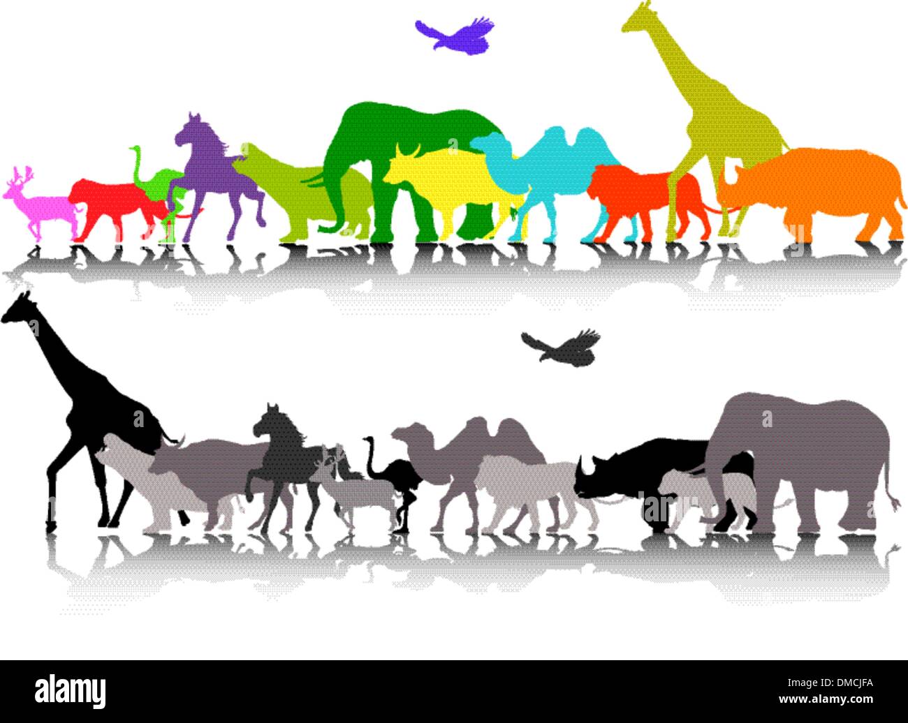 Silhouette de safari de faune Illustration de Vecteur
