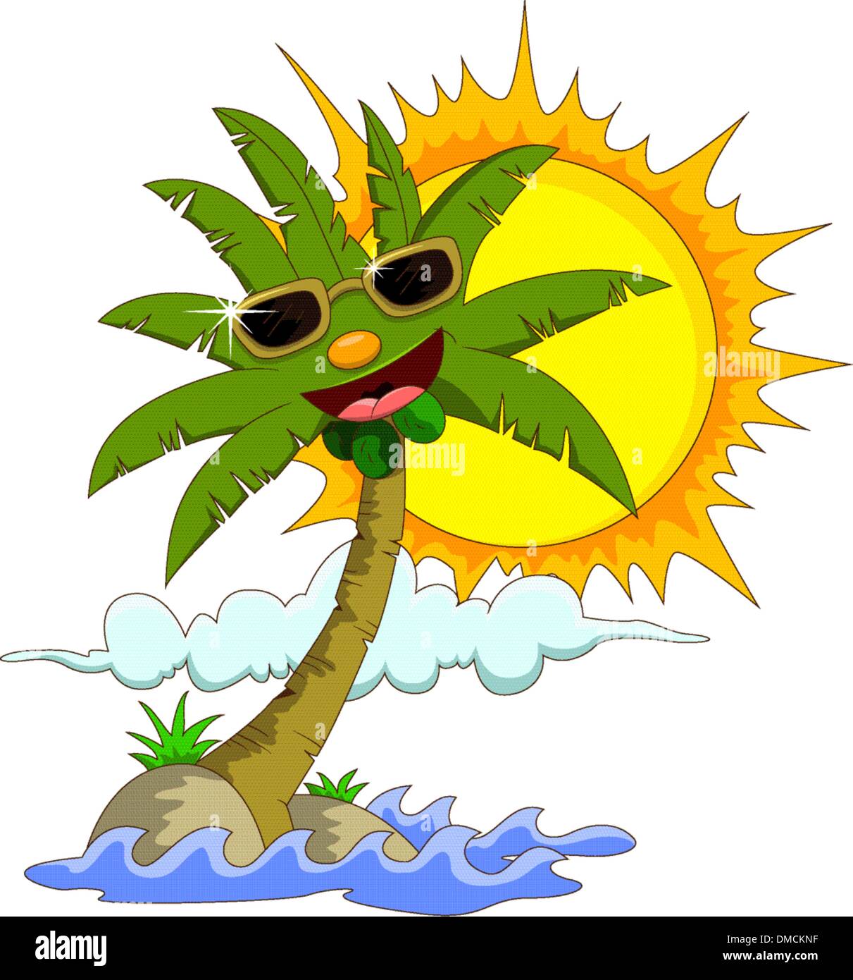 Cartoon palmier et soleil Illustration de Vecteur