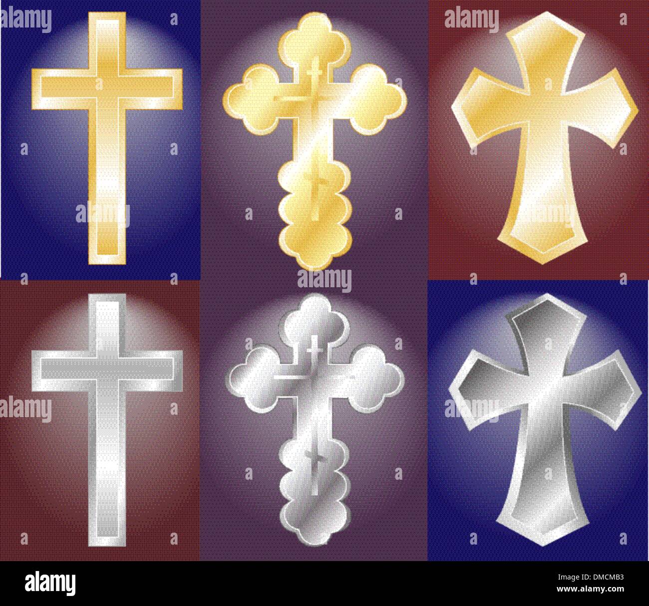 Croix d'or et d'argent Illustration de Vecteur