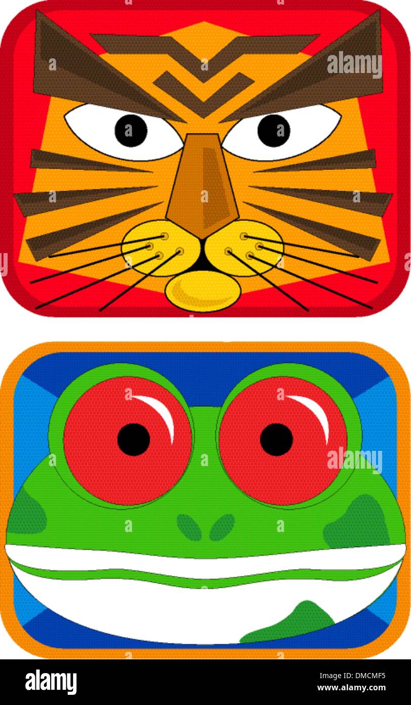 Tiger et masques Grenouille Illustration de Vecteur