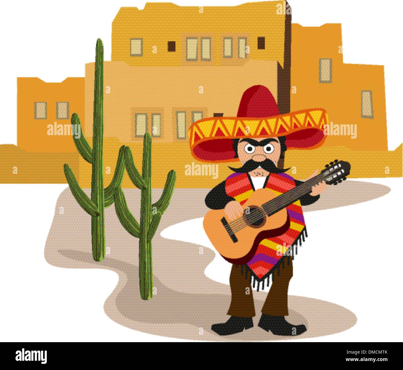Avec guitare mexicaine Illustration de Vecteur