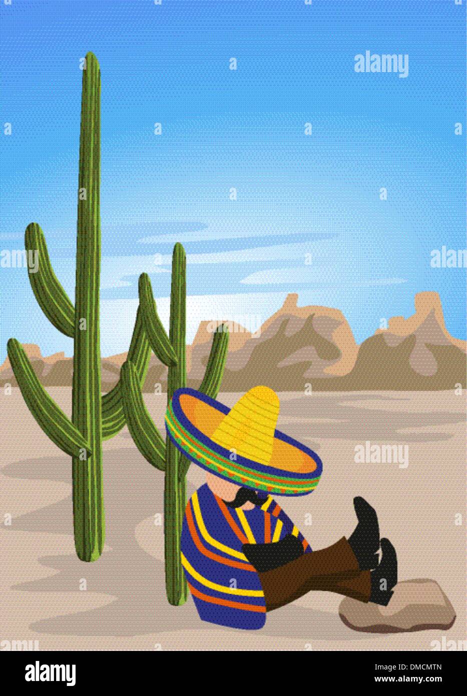 Sieste dans le désert mexicain Illustration de Vecteur