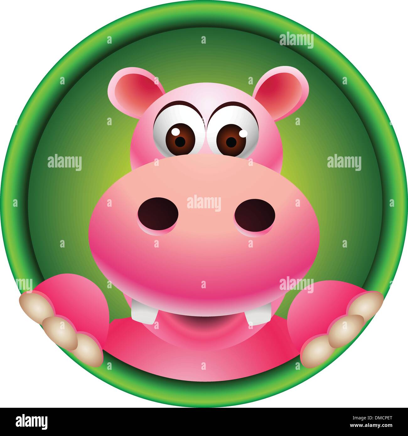 Tête d'hippopotame cute cartoon Illustration de Vecteur