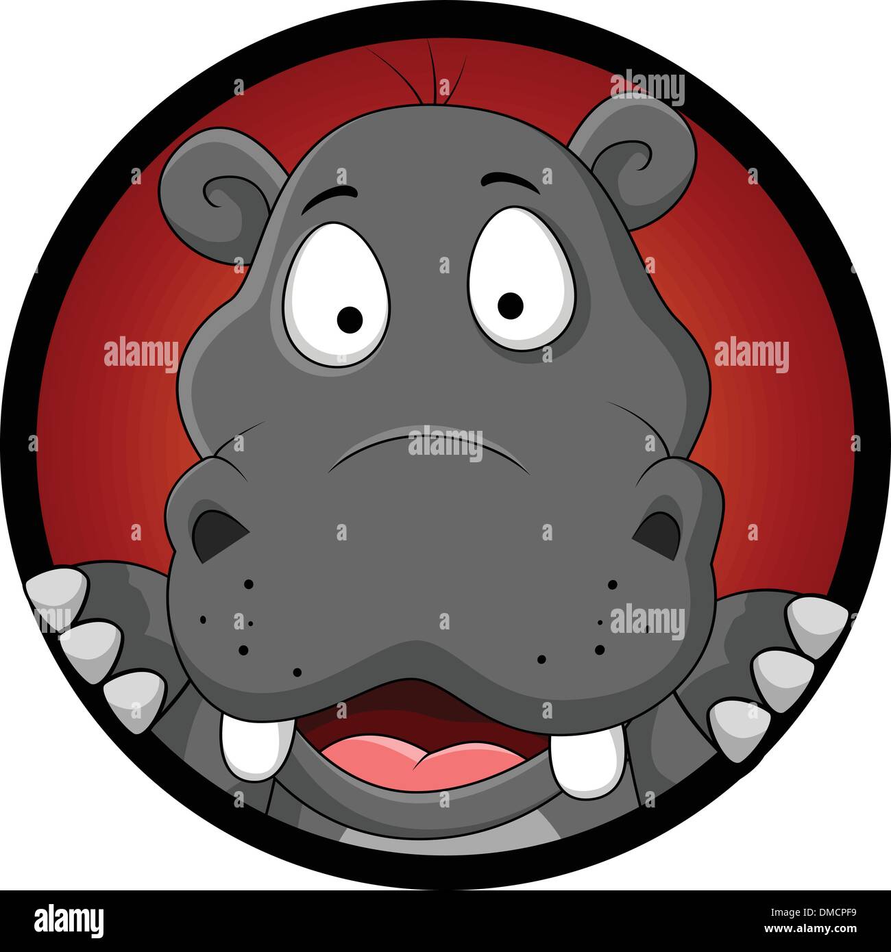 Drôle de tête d'hippopotame cartoon Illustration de Vecteur