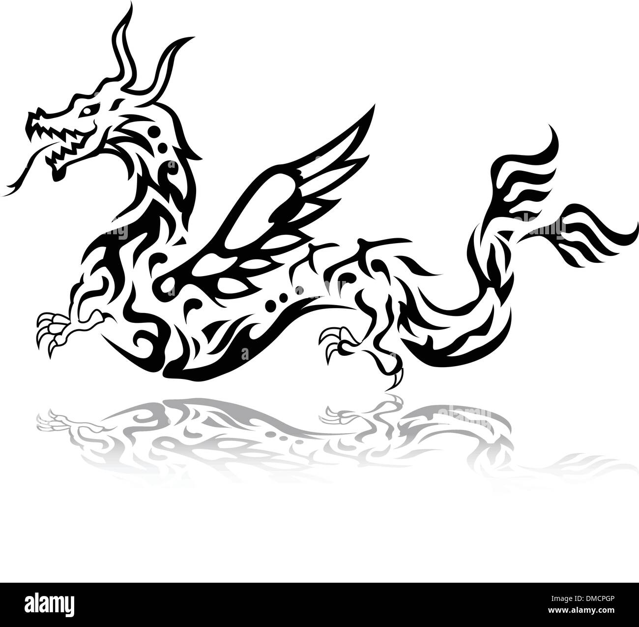 Dragon tribal tatouage Illustration de Vecteur