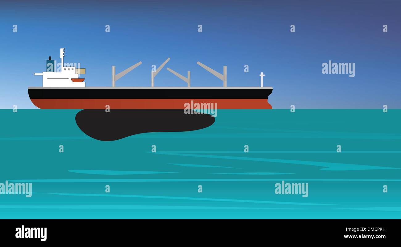 Le déversement d'un navire de pétrole brut Illustration de Vecteur